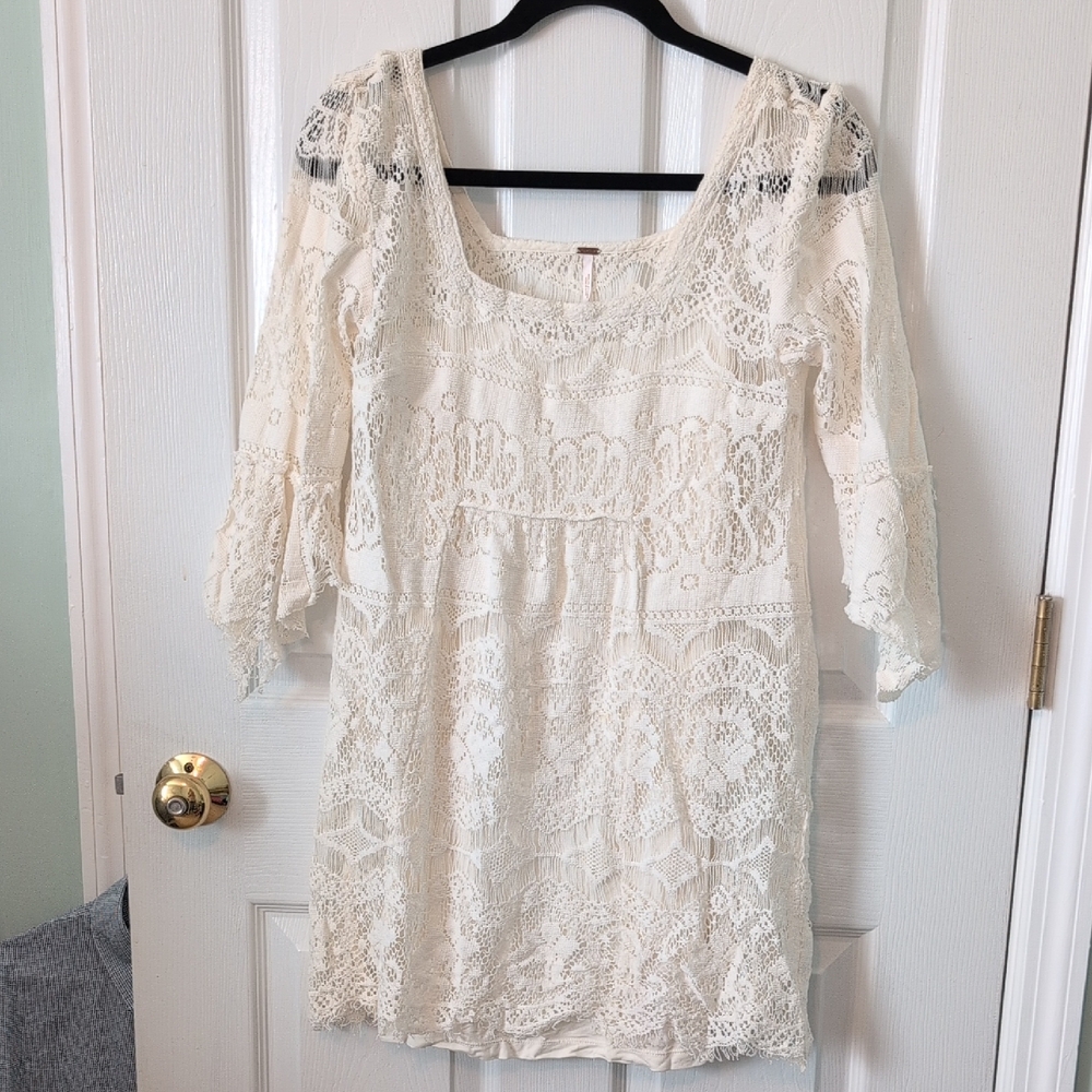 Free People Cream Lace Dress